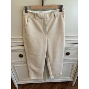 Aritzia Babaton Buttery Soft Faux Leather Straight Leg Beige‎ Pants Size 8